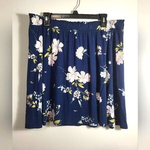 SO blue with floral print paper bag pull on mini skirt women's 1984